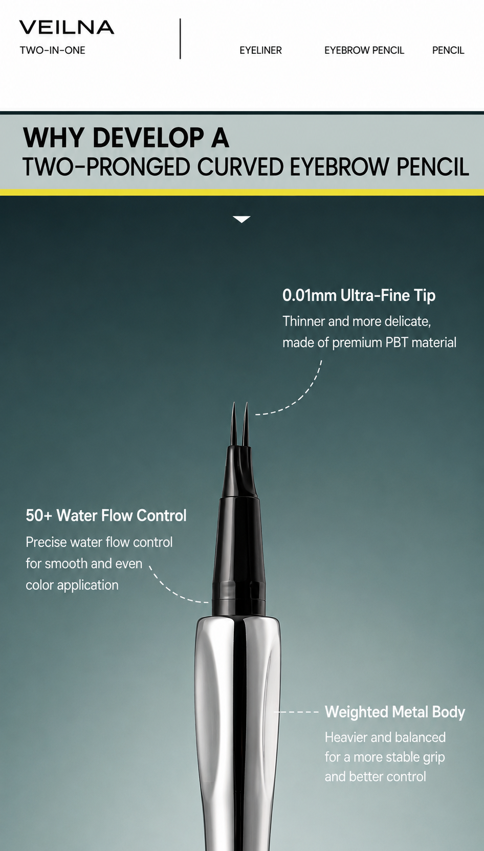 VEILNA eyebrow pencil features