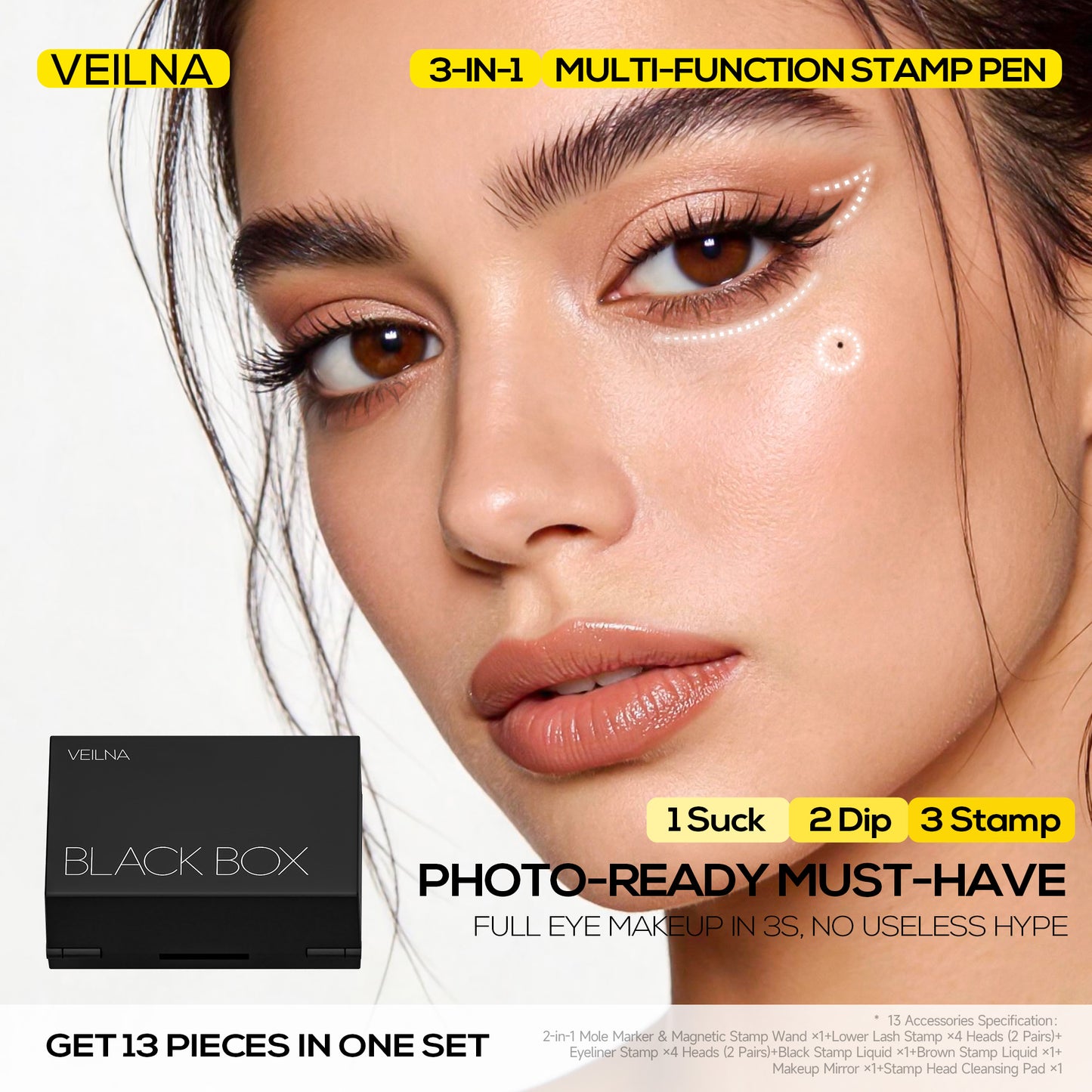 VEILNA BLACK BOX Eyelash Stamp, 3 IN 1