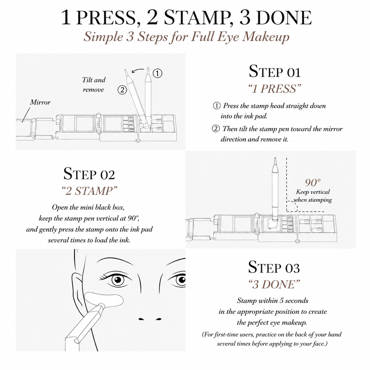 VEILNA Lash & Liner Stamp Kit 3-in-1 Lower Lash & Eyeliner Stamp Kit