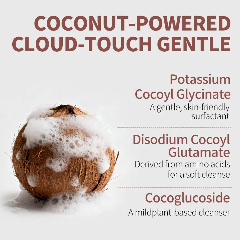 Veilna Coconut Amino Acid Facial Cleanser for Sensitive Skin | 2-in-1 Gentle Cleanser with 100% Ectoin