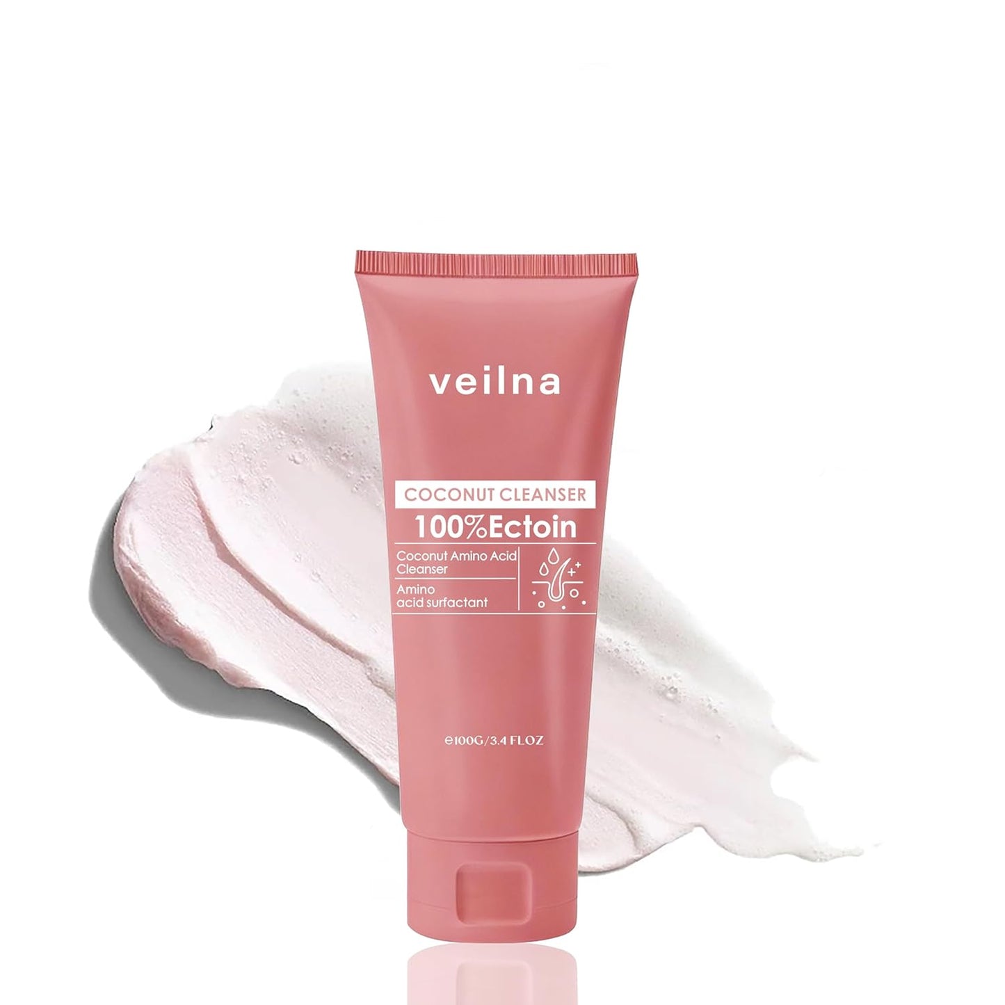 Veilna Coconut Amino Acid Facial Cleanser for Sensitive Skin | 2-in-1 Gentle Cleanser with 100% Ectoin