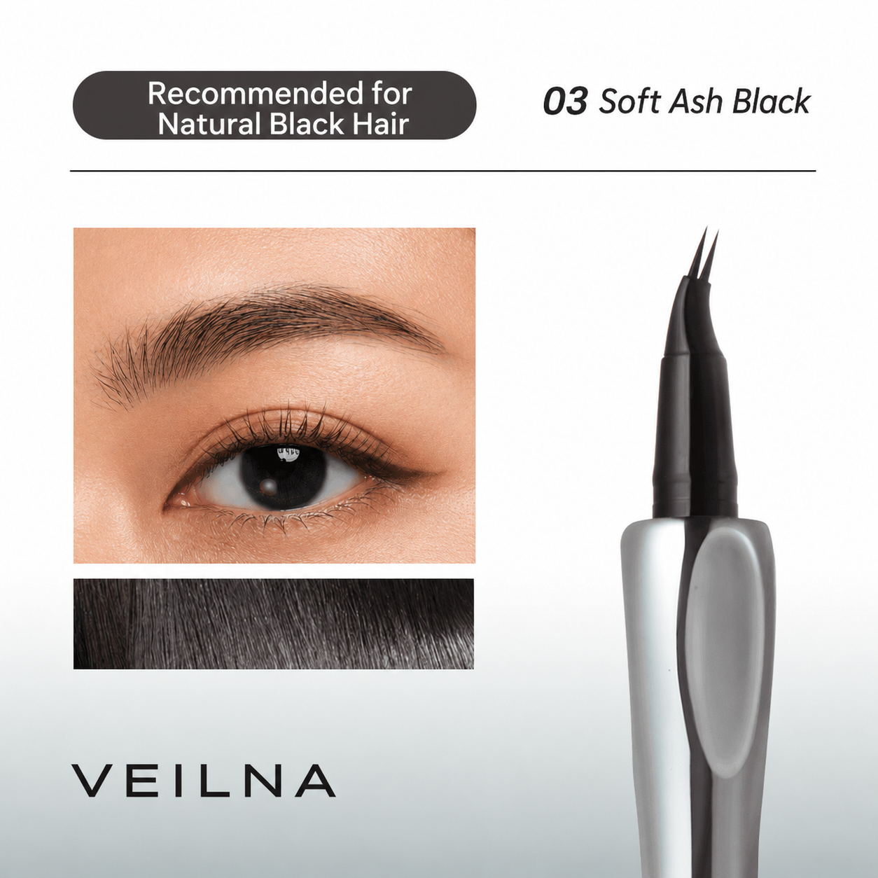 VEILNA Eyebrow Pencil 02 Smoky Ash Brown - Recommended for Dark Hair Tones