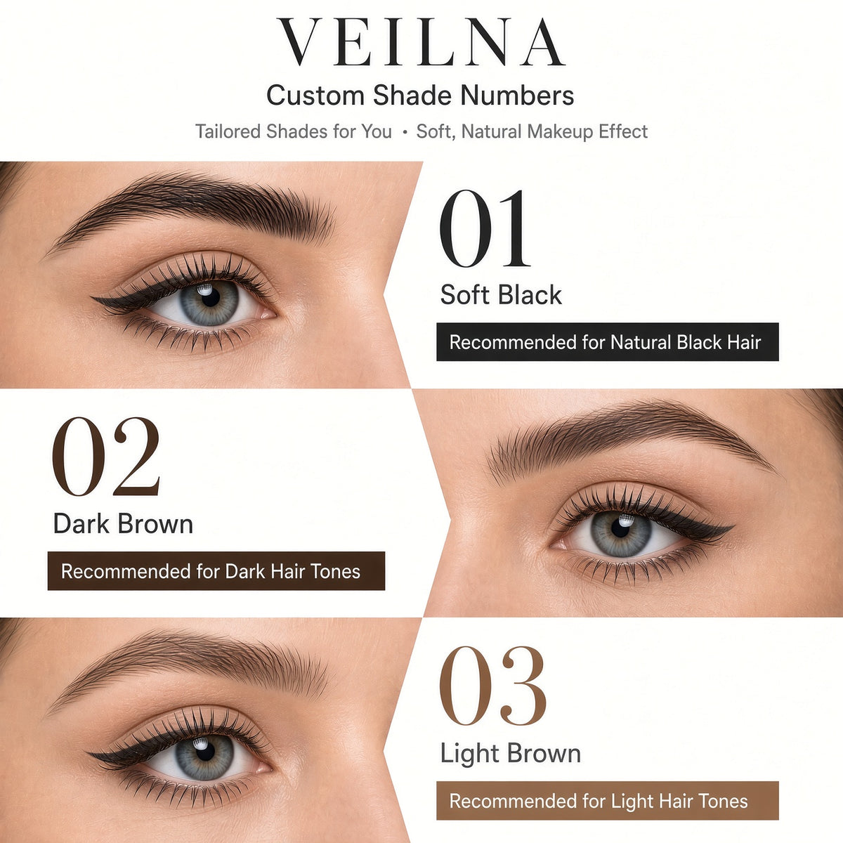 VEILNA Eyebrow Pencil 2-Pack — Dual-Tip Waterproof Formula