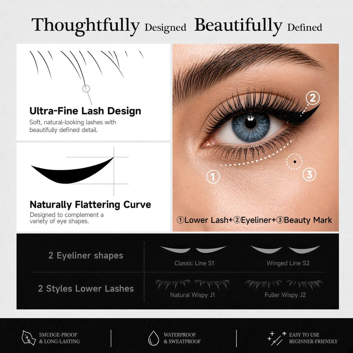 VEILNA Lash & Liner Stamp Kit 3-in-1 Lower Lash & Eyeliner Stamp Kit